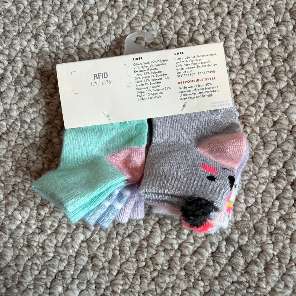 Cat & Jack Baby Girls Low-Cut‎ Socks 6 Pairs Stripes Multi Size 6-12 Months